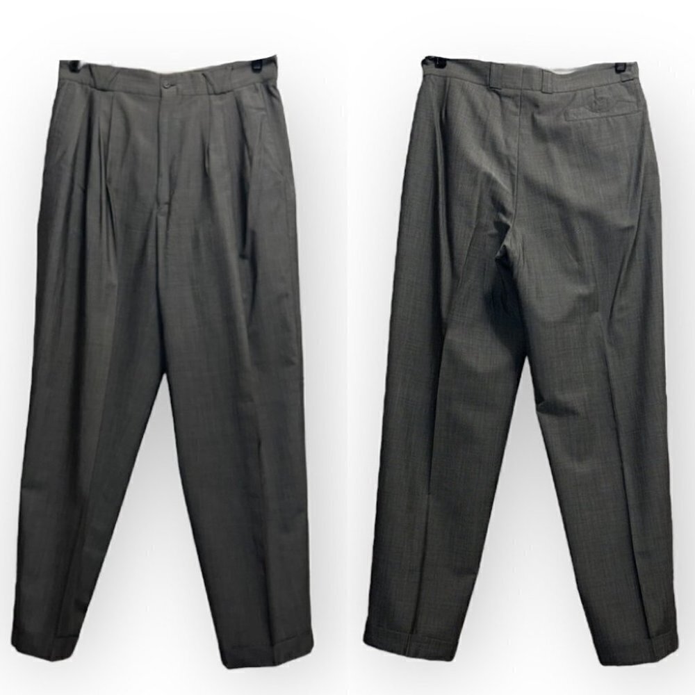 GIANNI Versace Vintage Gray High Waist Pleated Pants Trousers Size XL